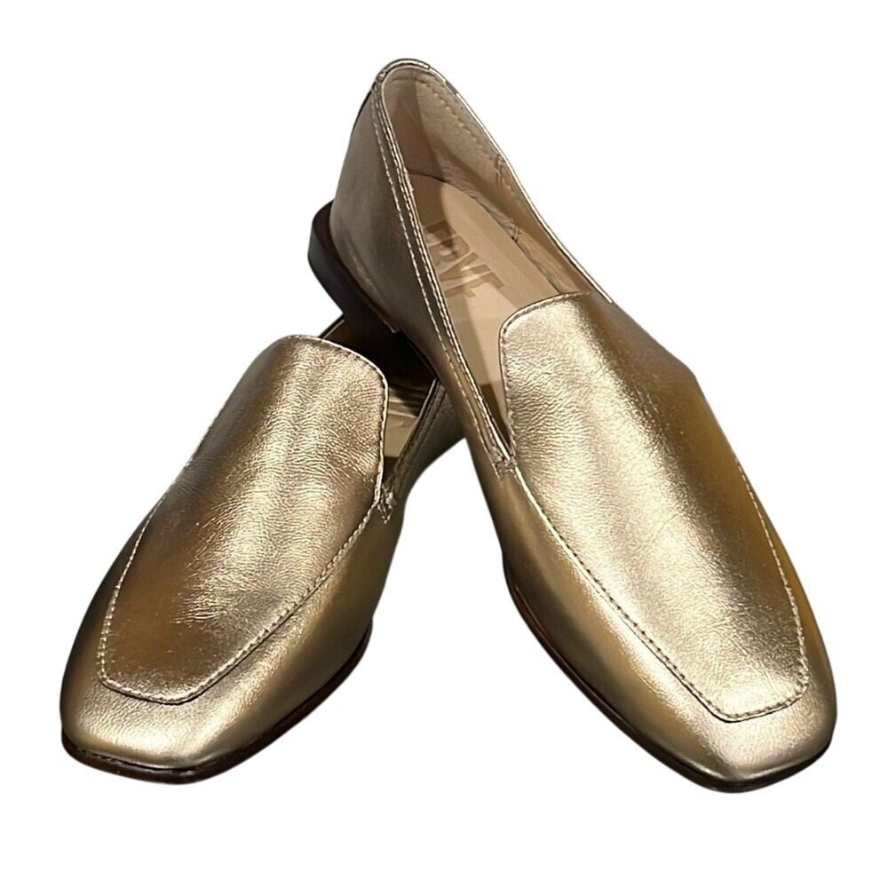 Frye Claire Venetian Leather Slip-On Loafers 6 M Lunar Metallic light gold NEW